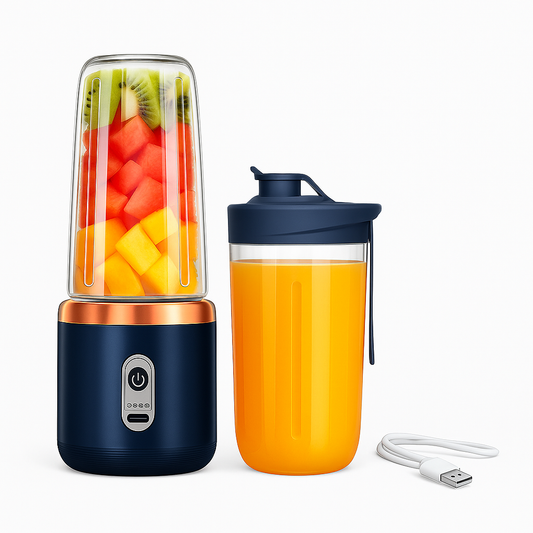 Powerful USB Rechargeable Portable Juicer – 6-blade mini blender with 400ml capacity. Blend fresh smoothies anytime—perfect for gym, travel, office & daily nutrition.