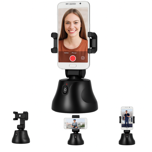 AI-Powered Auto Face Tracking Mobile Stand – 360° Rotation, App-Controlled, Tripod-Compatible, Perfect for Streaming & Video Recording. Quality Tested.